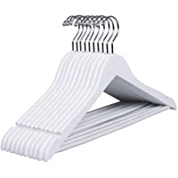 Amber Home 10 Unidades 44-5cm Perchas de Madera Blanco- Robusta y Brillante Percha para Camisetas Camisas Trajes Abrigos…